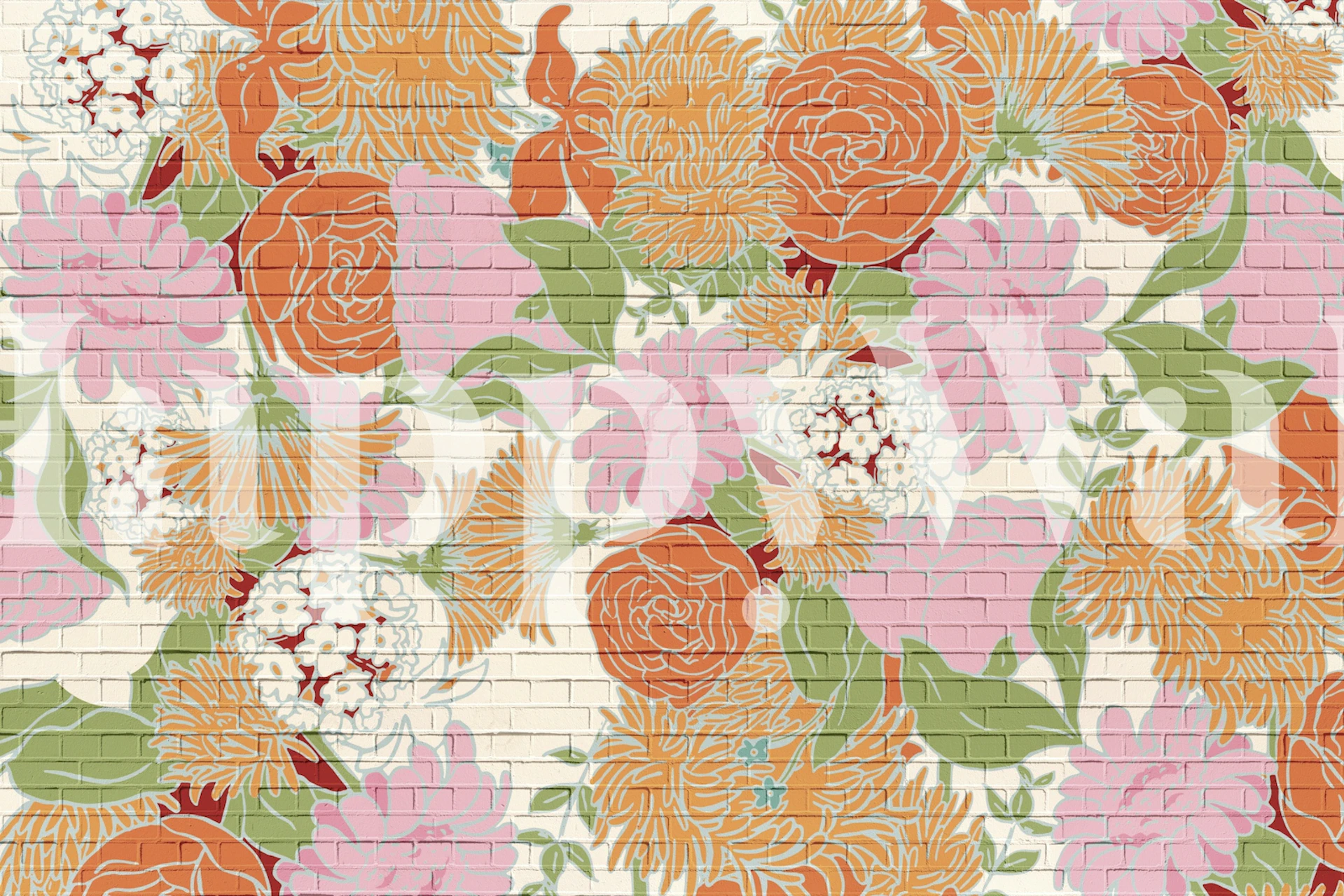 Graffiti Garden floral wallpaper in a room