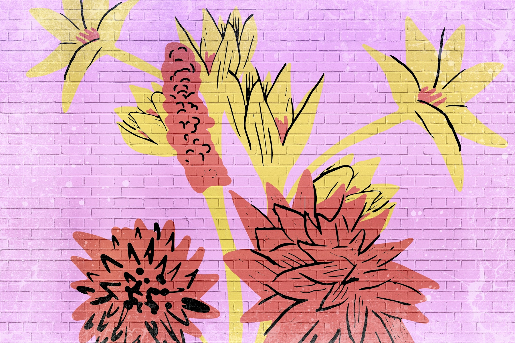 Flower Grunge Wallpaper - Transform Your Space | Happywall