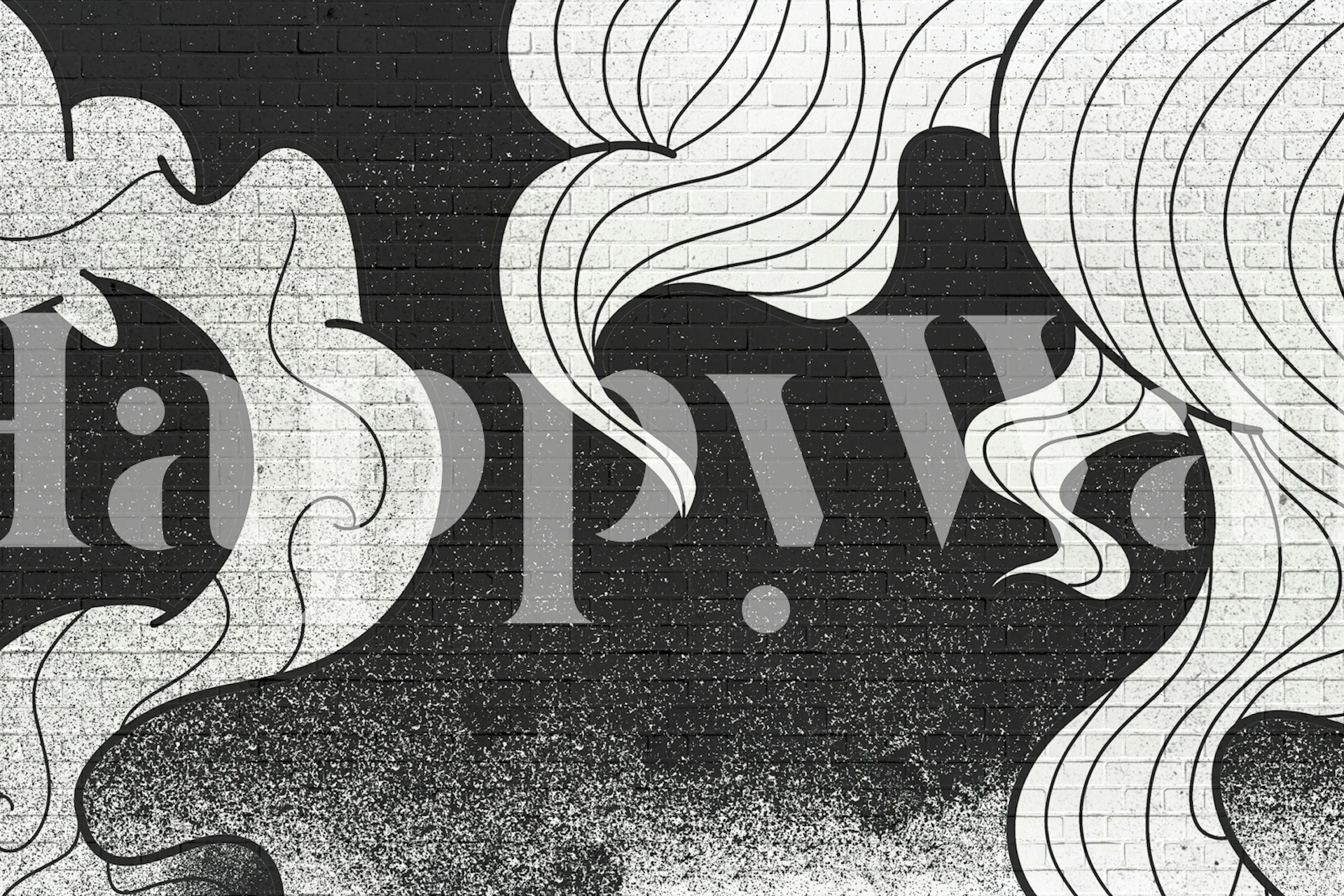 Black and white smoke design with flowing textures wallpaper
