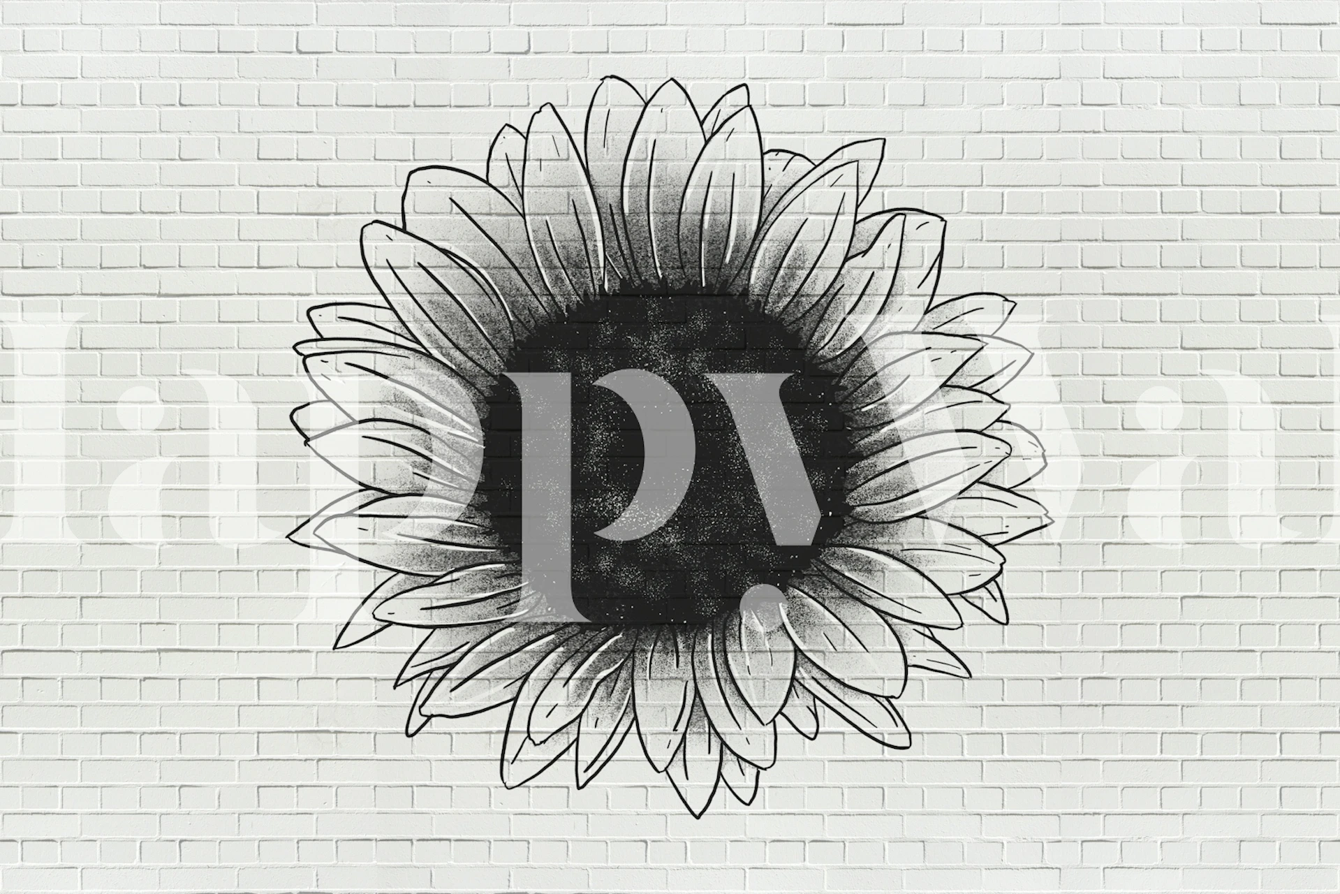 Sunflower graffiti wallpaper in a room