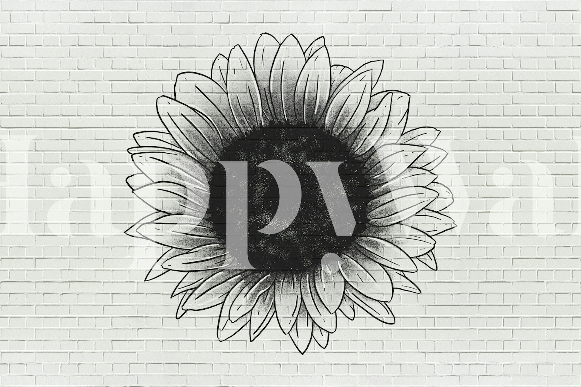 Sunflower graffiti behang in een kamer