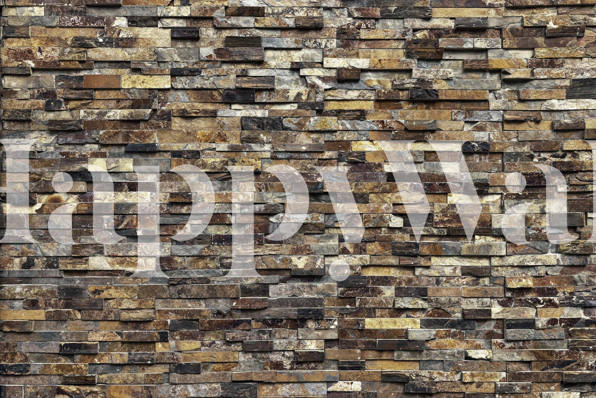 Textured stone wall in shades of brown and gray wallpaper