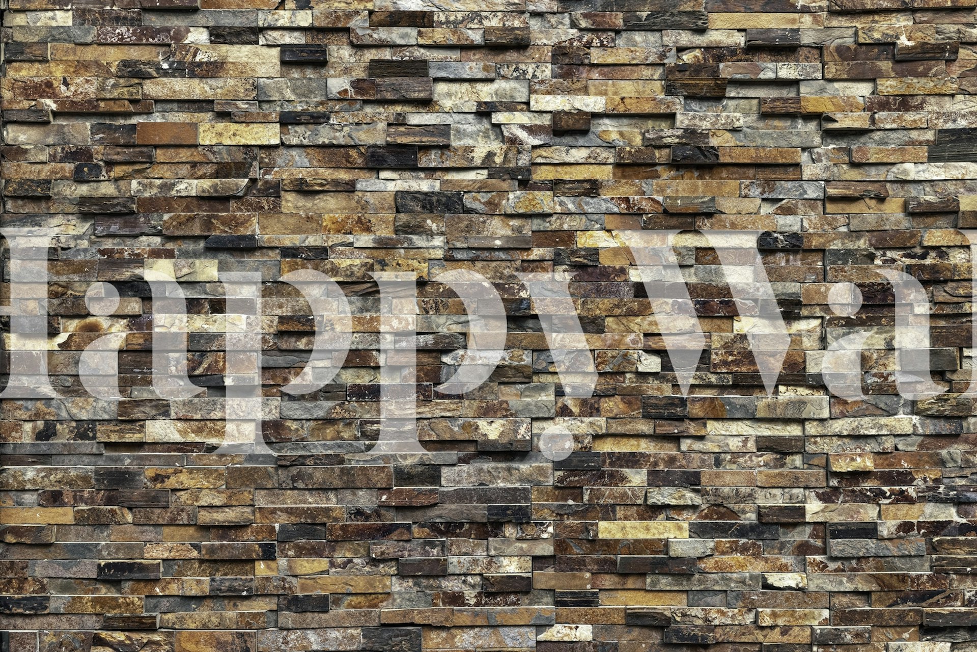 Textured stone wall in shades of brown and gray wallpaper