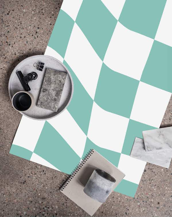 Blue Retro Groovy Checkered Wallpaper Happywall 6165