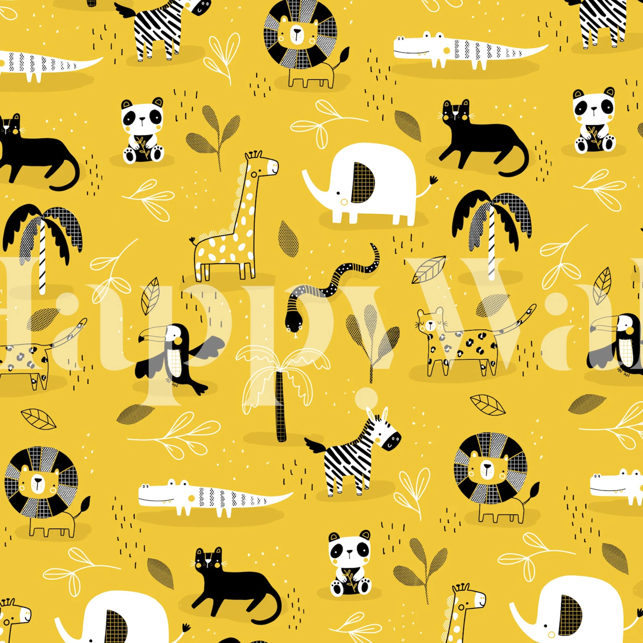 Mustard Safari Tapete in einem Raum