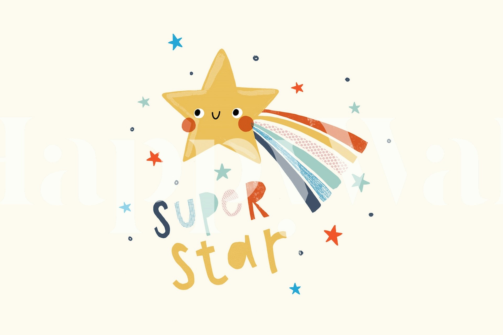 Cute star with rainbow and colorful stars wallpaper