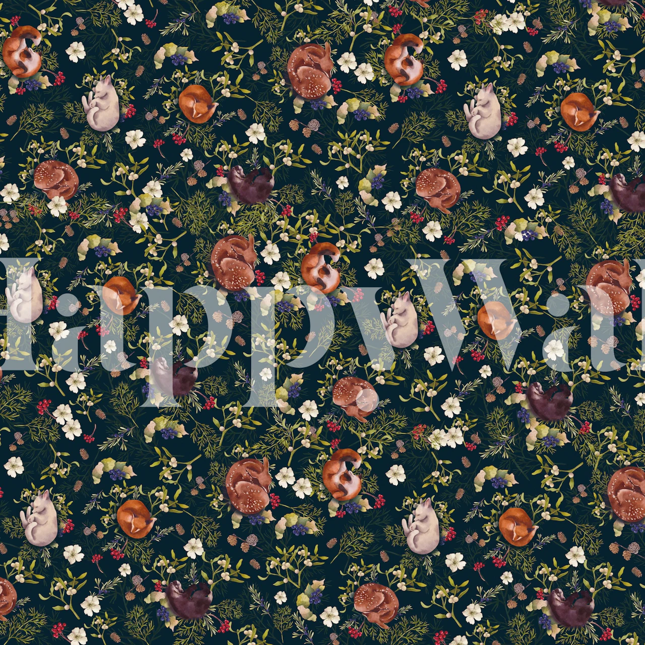 Tapeta Sleepy forest animals u sobi