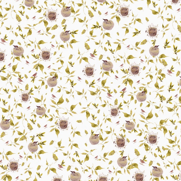 Birds and nests with plants