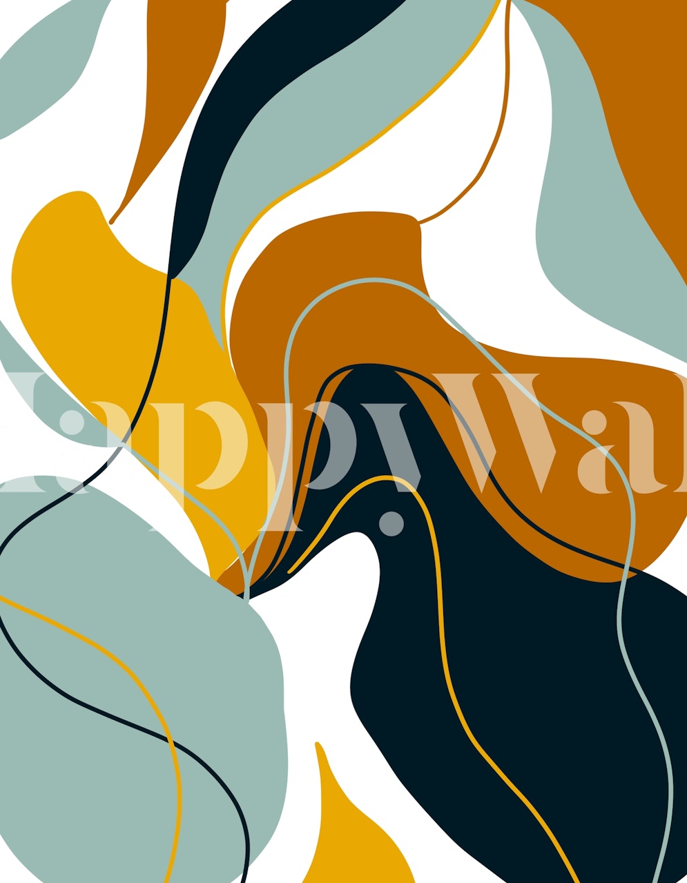 Retro Abstract Shapes 1 wallpaper in a room