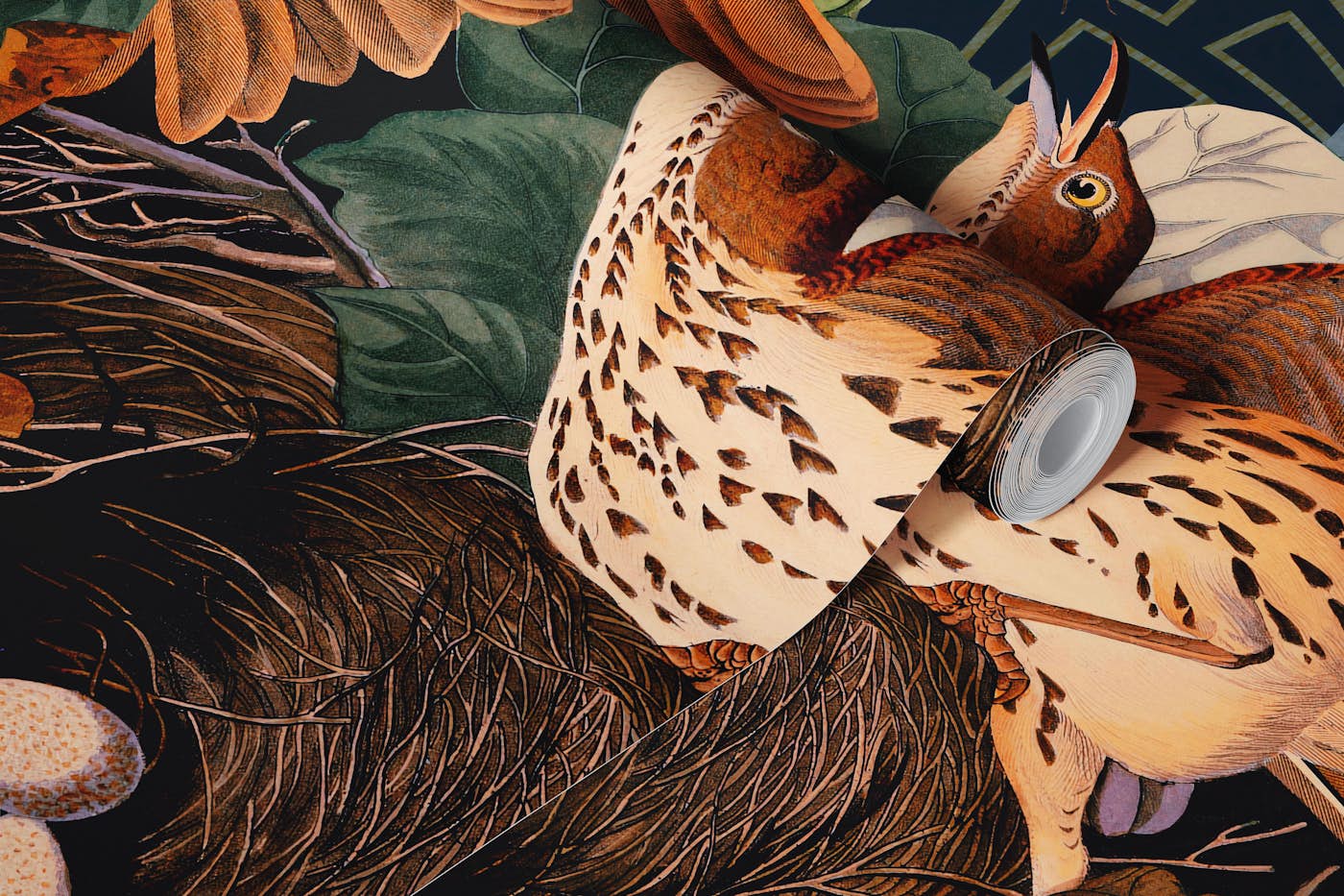 Birds and snakes wallpaper roll