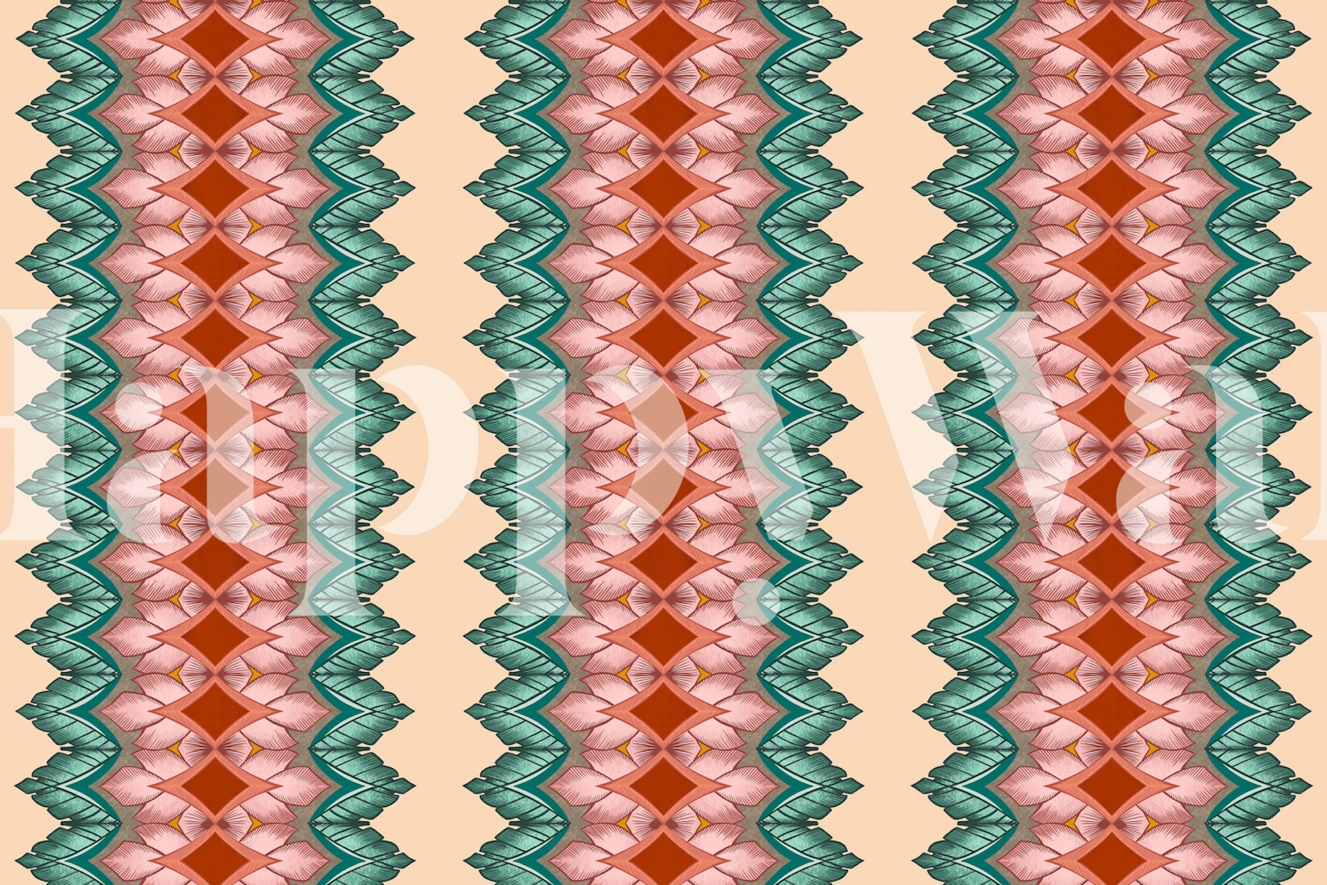 Diamond Leaves Pattern wallpaper in a room