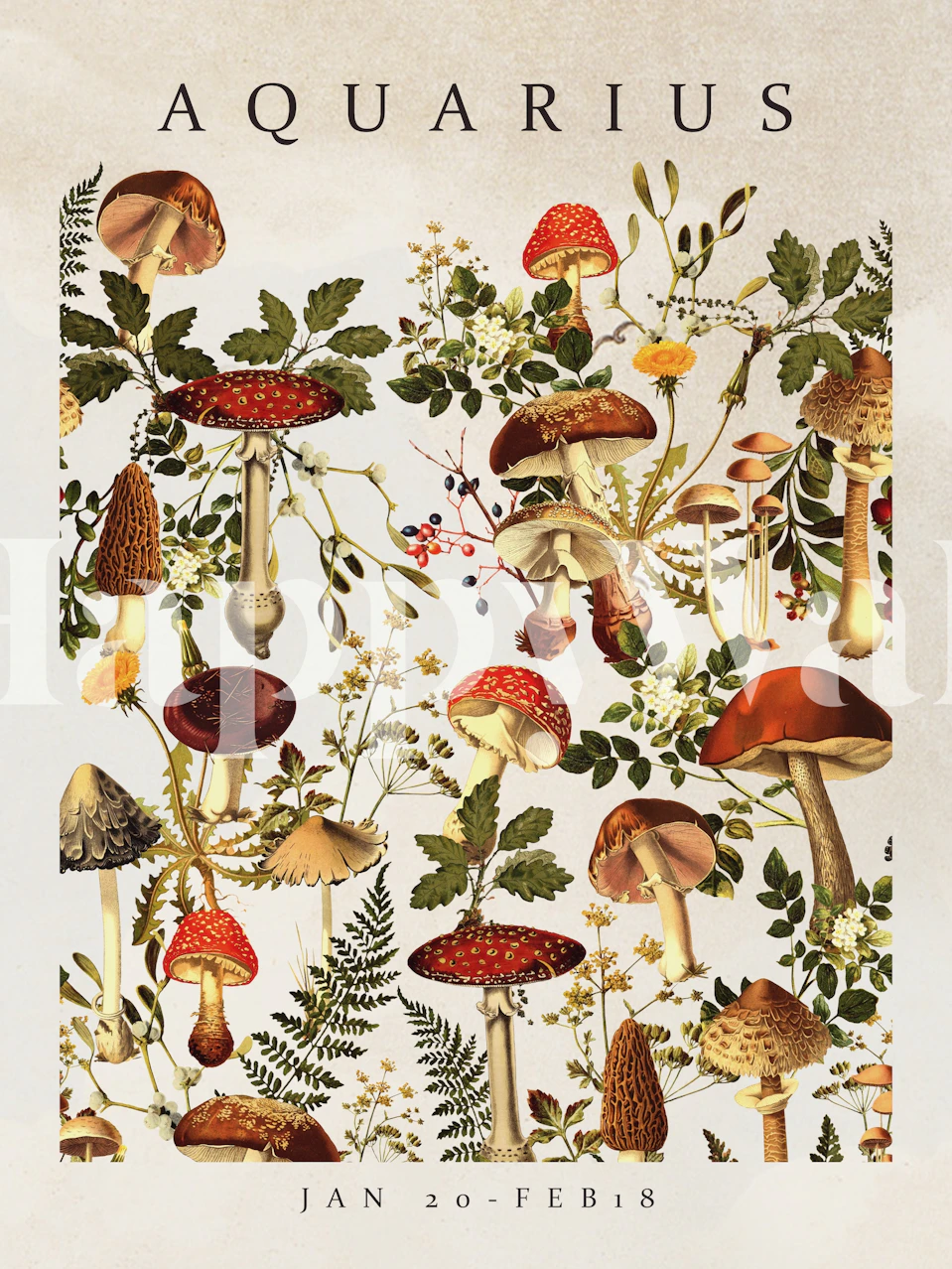 Carta da parati Aquarius con funghi e piante