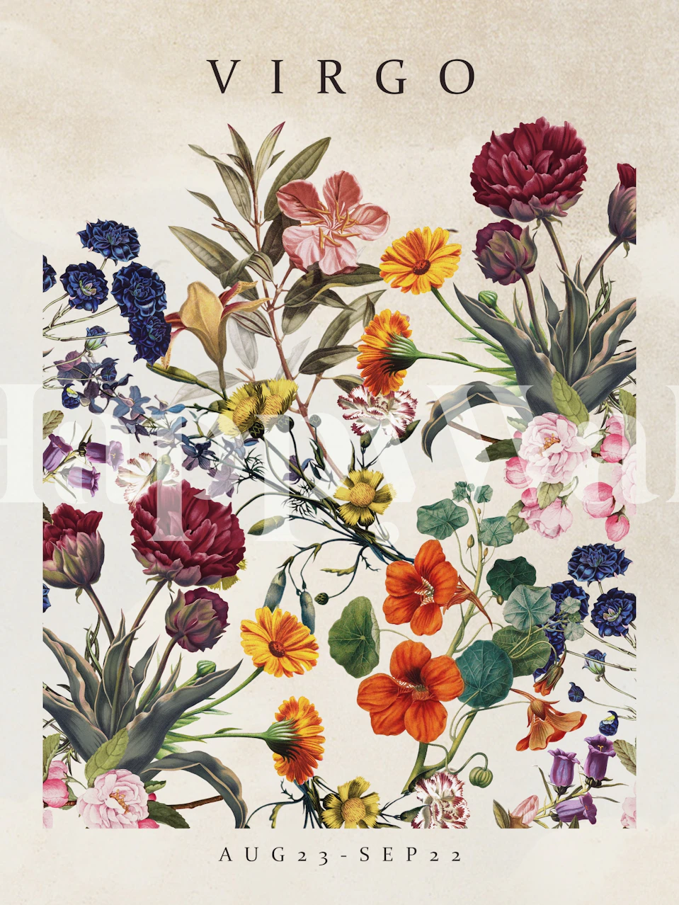 Virgo zodiac floral illustration wallpaper