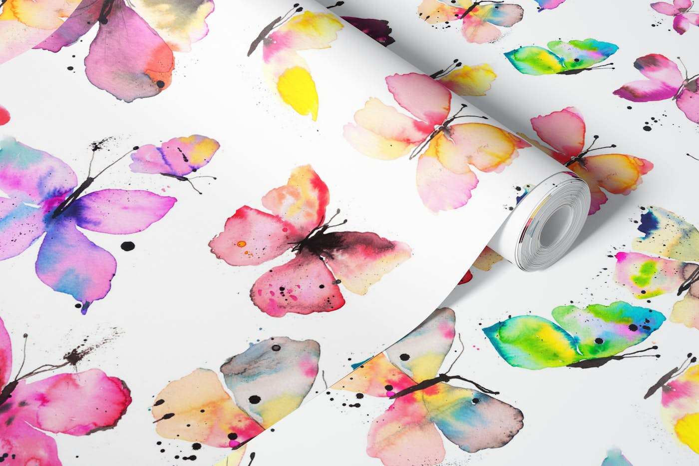 Watercolor Butterflies Degrade wallpaper roll