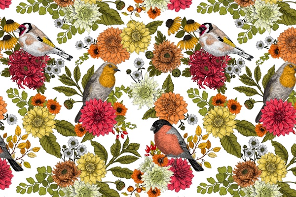 Garden birds and flowers 2