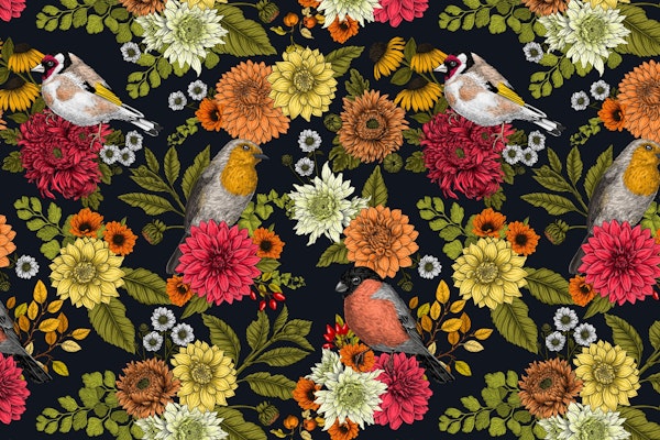 Garden birds and flowers 3