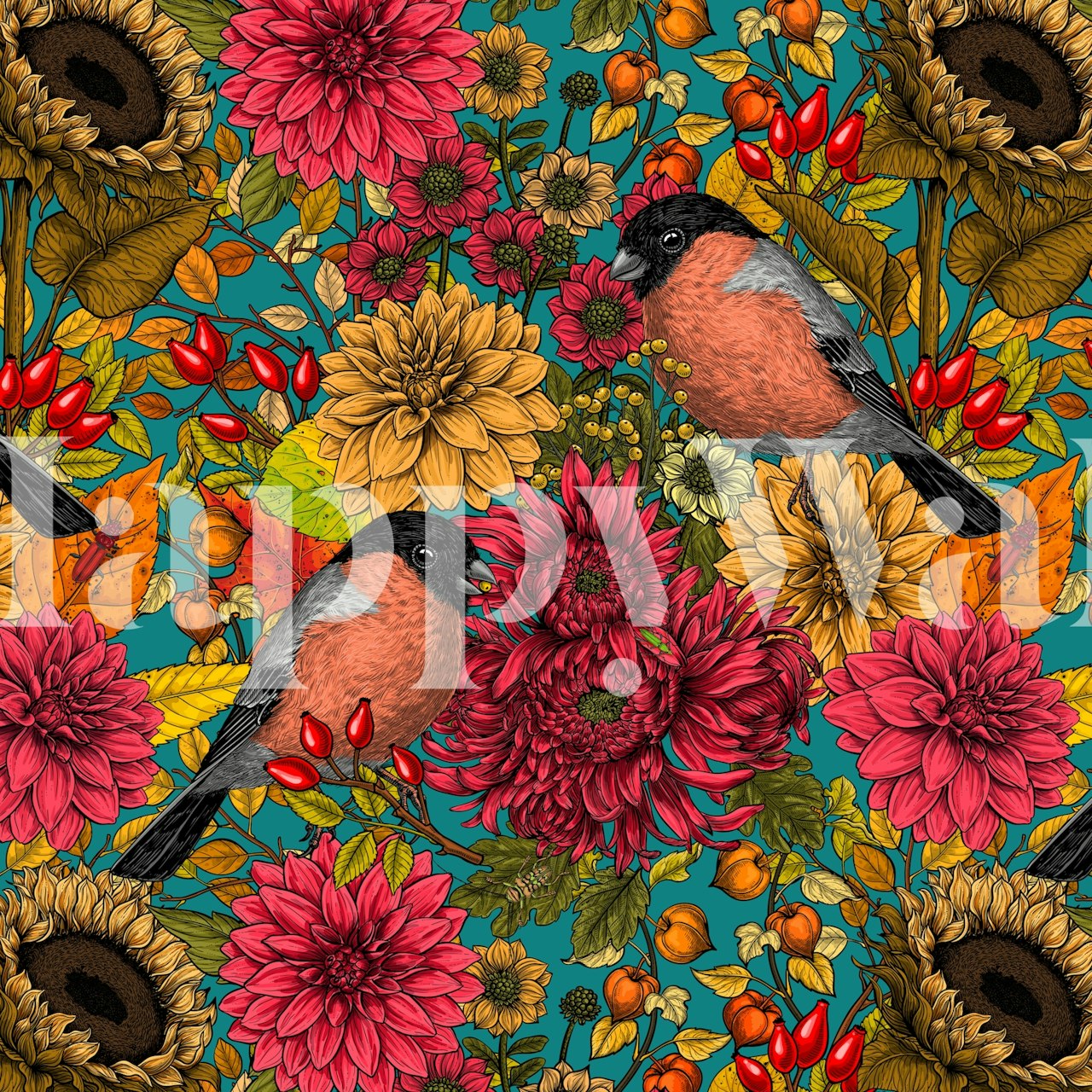 Autumn garden 2 floral wallpaper design