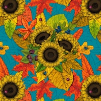 Autumn bouquet on blue tapete