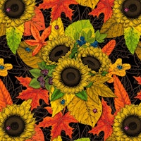 Autumn bouquet on black tapete