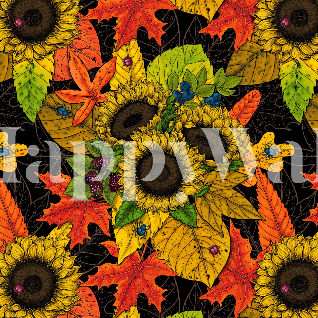 Autumn bouquet wallpaper in einem Raumambiente