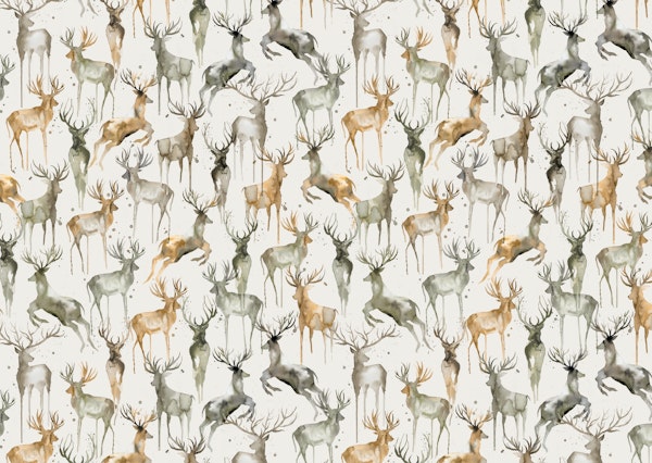 Winter Deers Watercolor