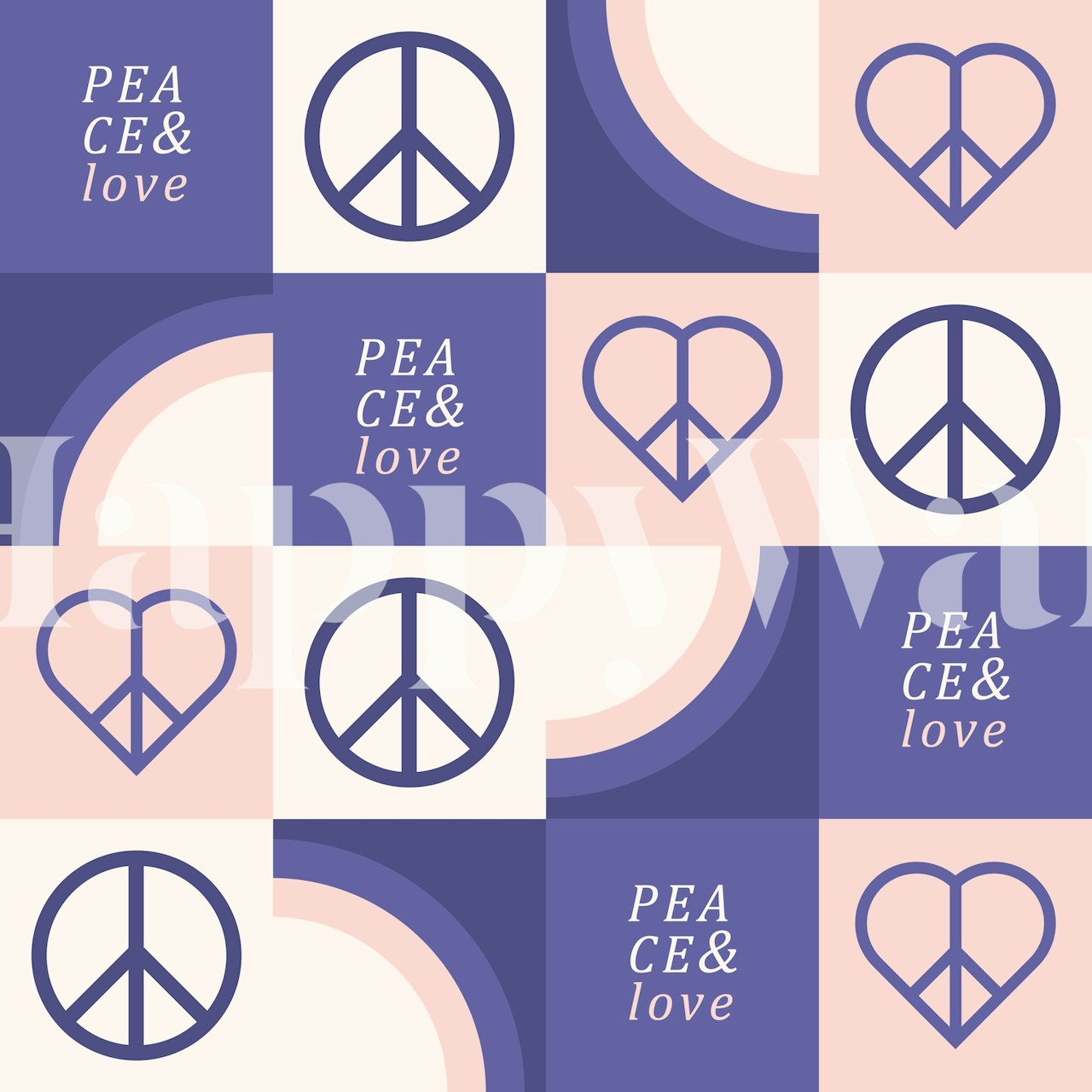 Peace and Love Pattern wallpaper in a room