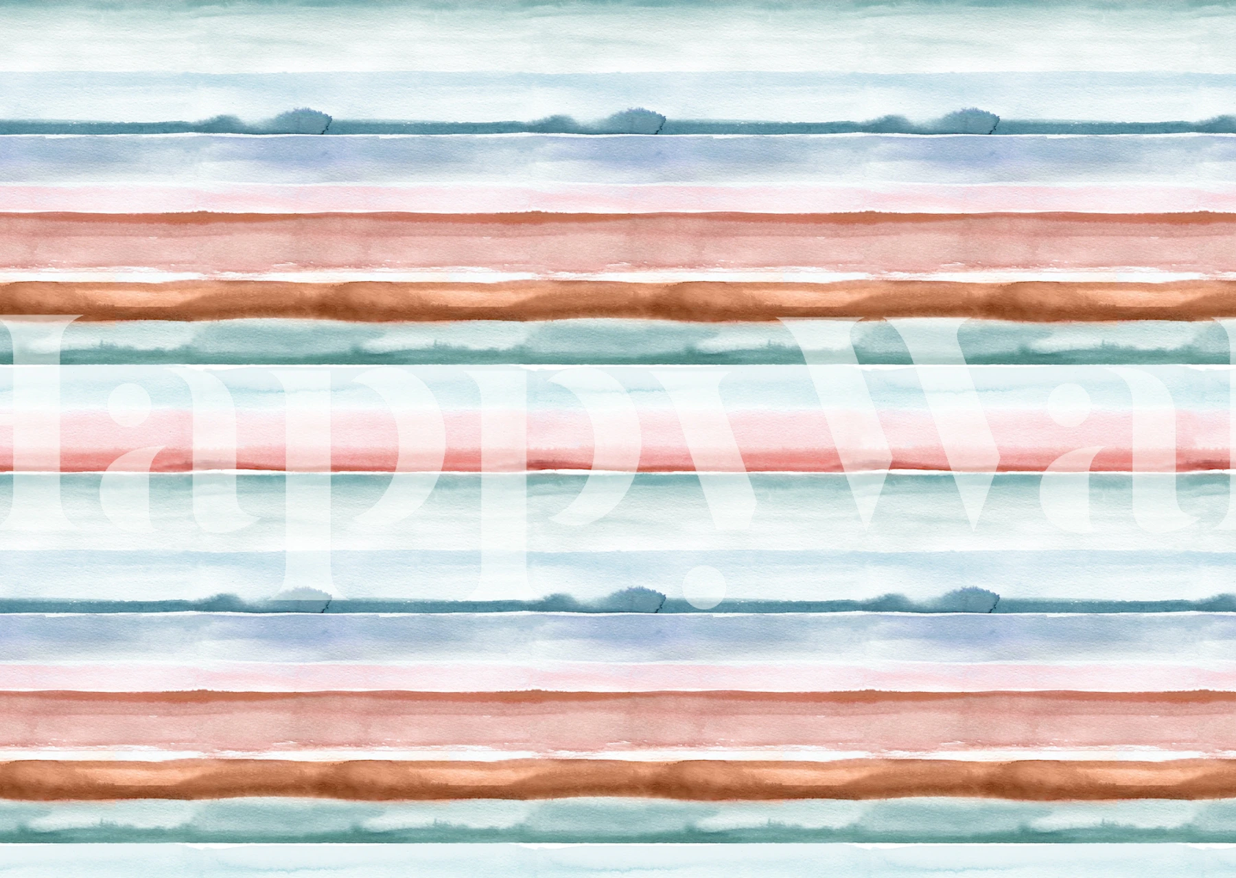 Watercolor stripes in soft blue, pink, and brown tones wallpaper