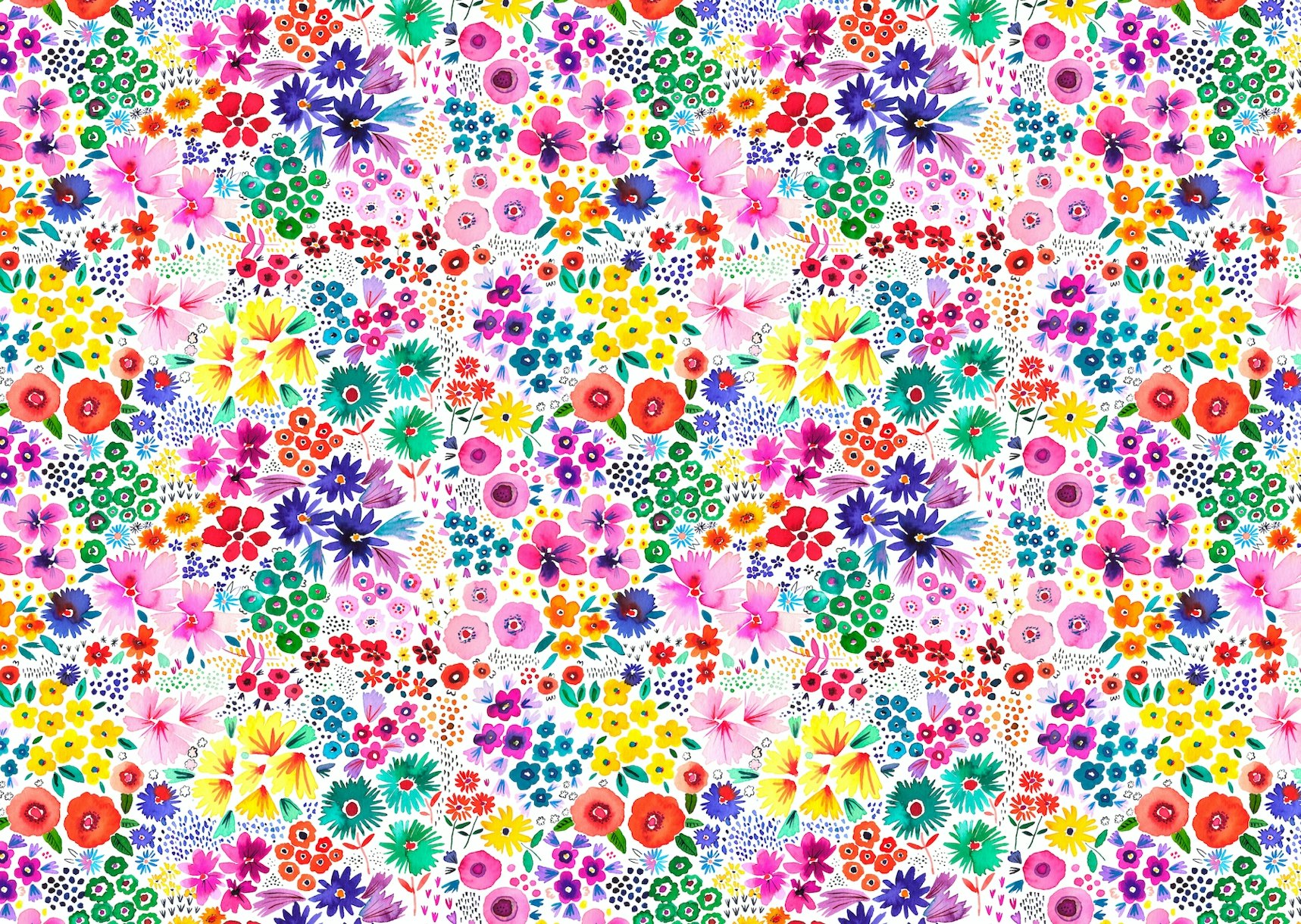 Artful Ditsy Little Flowers Wallpaper - Happywall