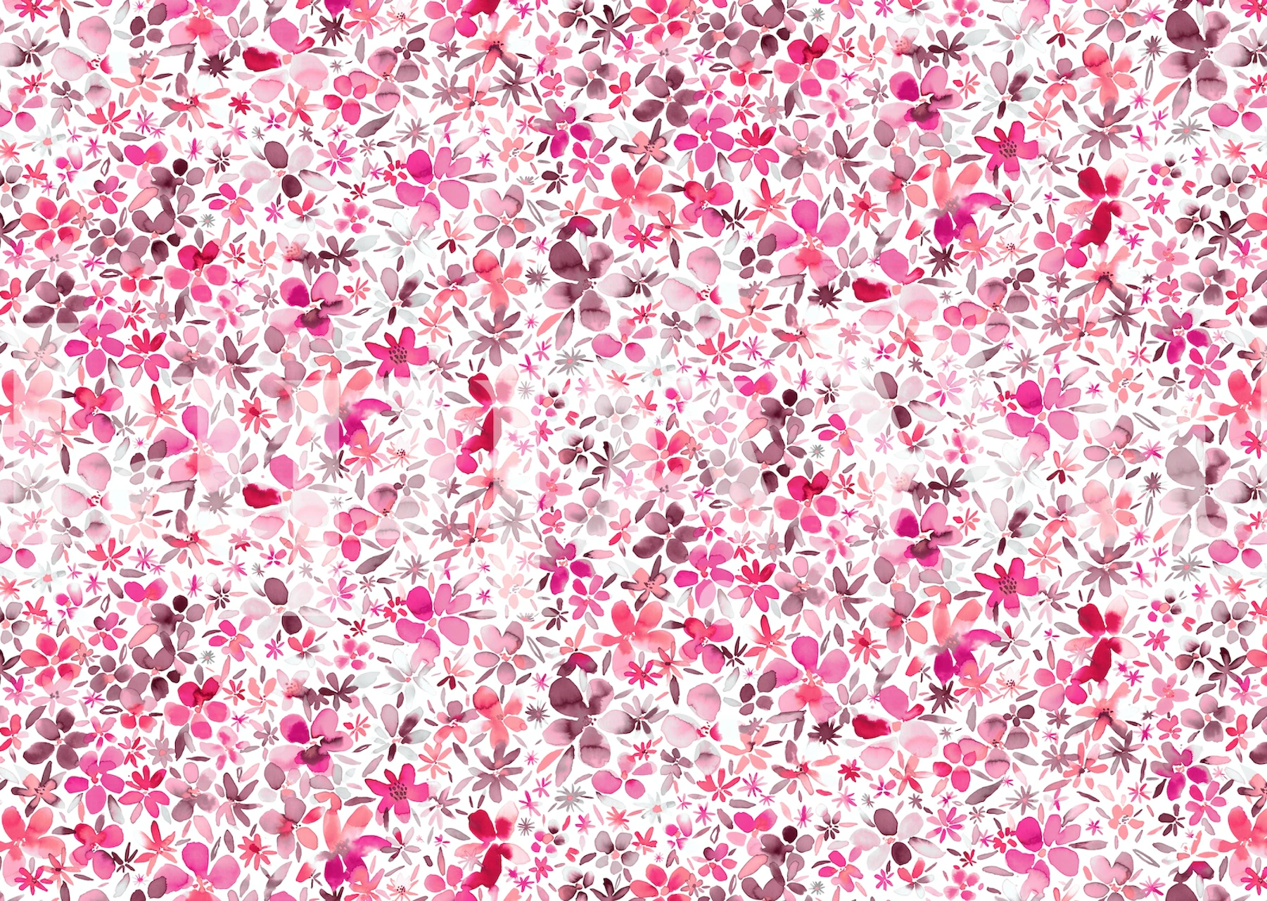 Pink and purple floral watercolor wallpaper with white background
