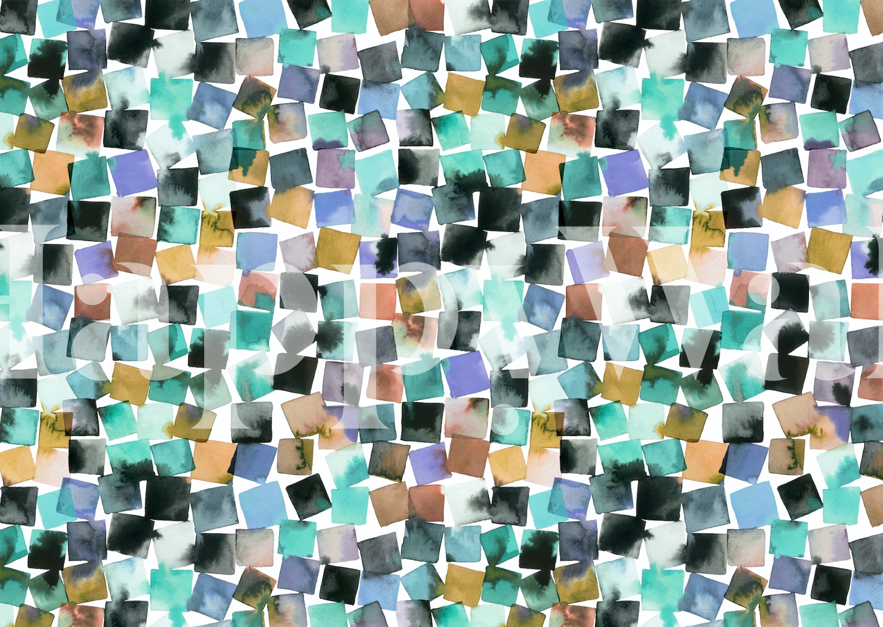 Watercolor Plaids Blue Aqua wallpaper in a room