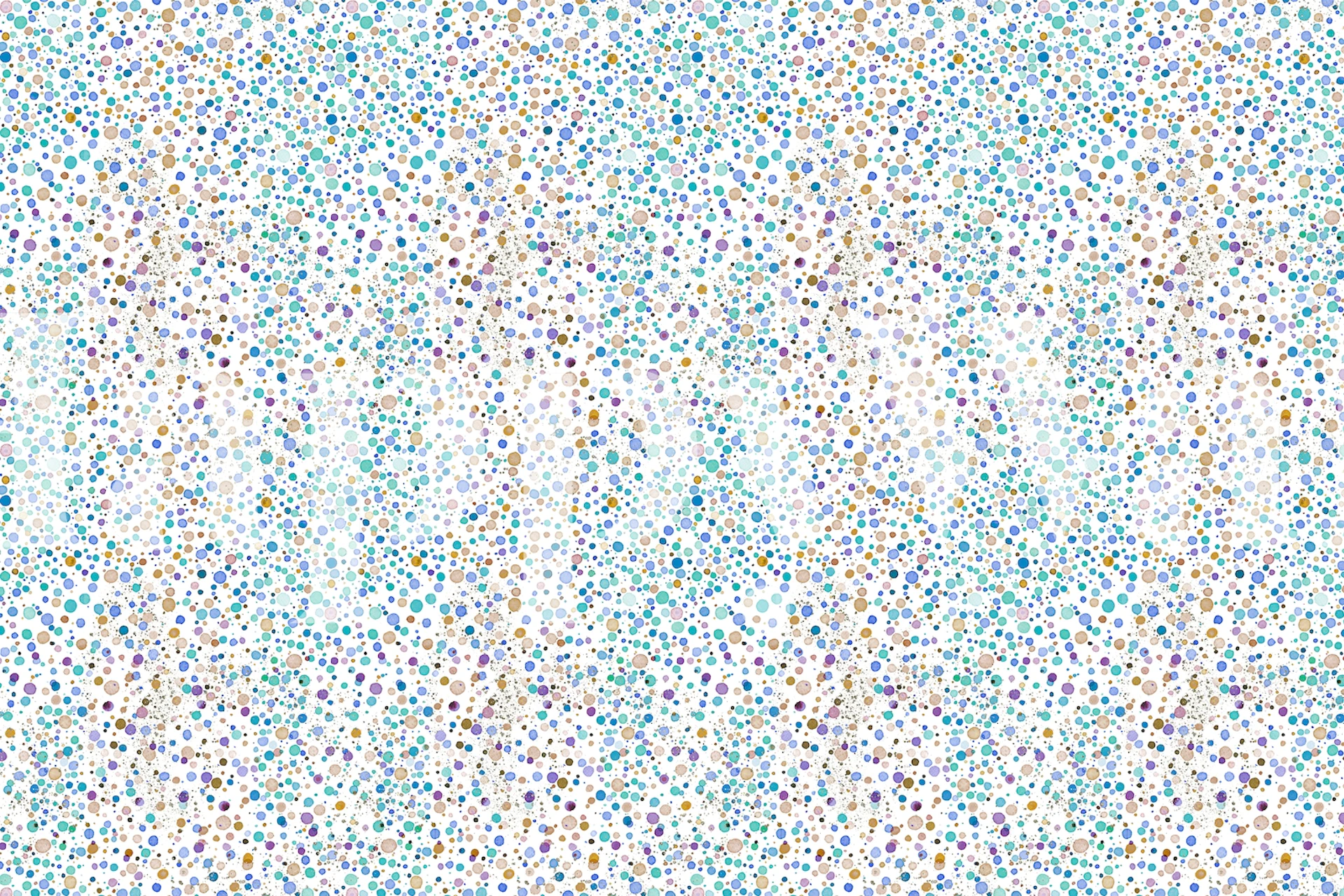 Confetti Cosmic Dots Blue Gold Wandbild mit einem Muster aus goldenen und blauen Punkten auf dezentem Hintergrund