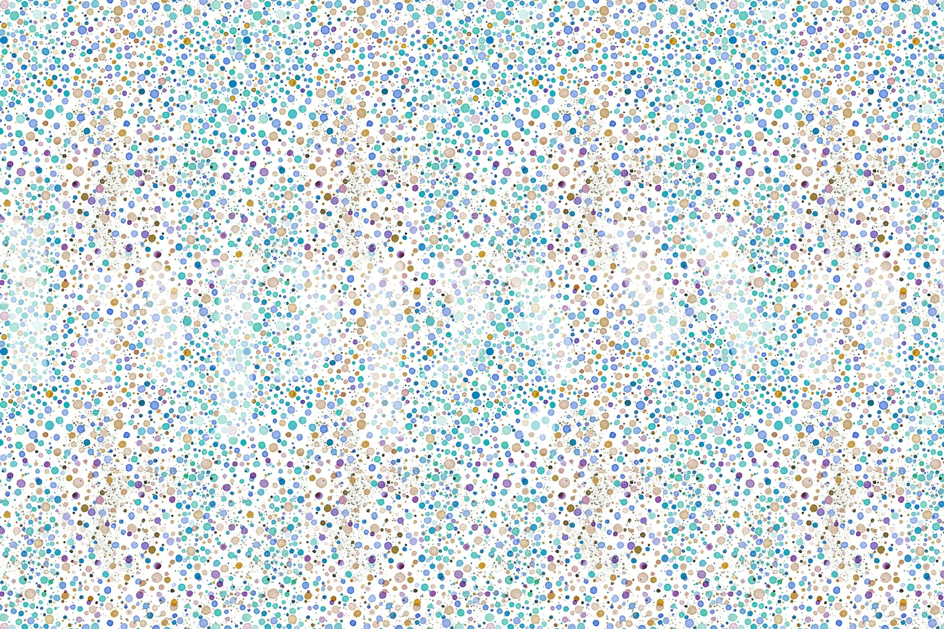 Colorful dots in blue, gold, and purple on a white background wallpaper