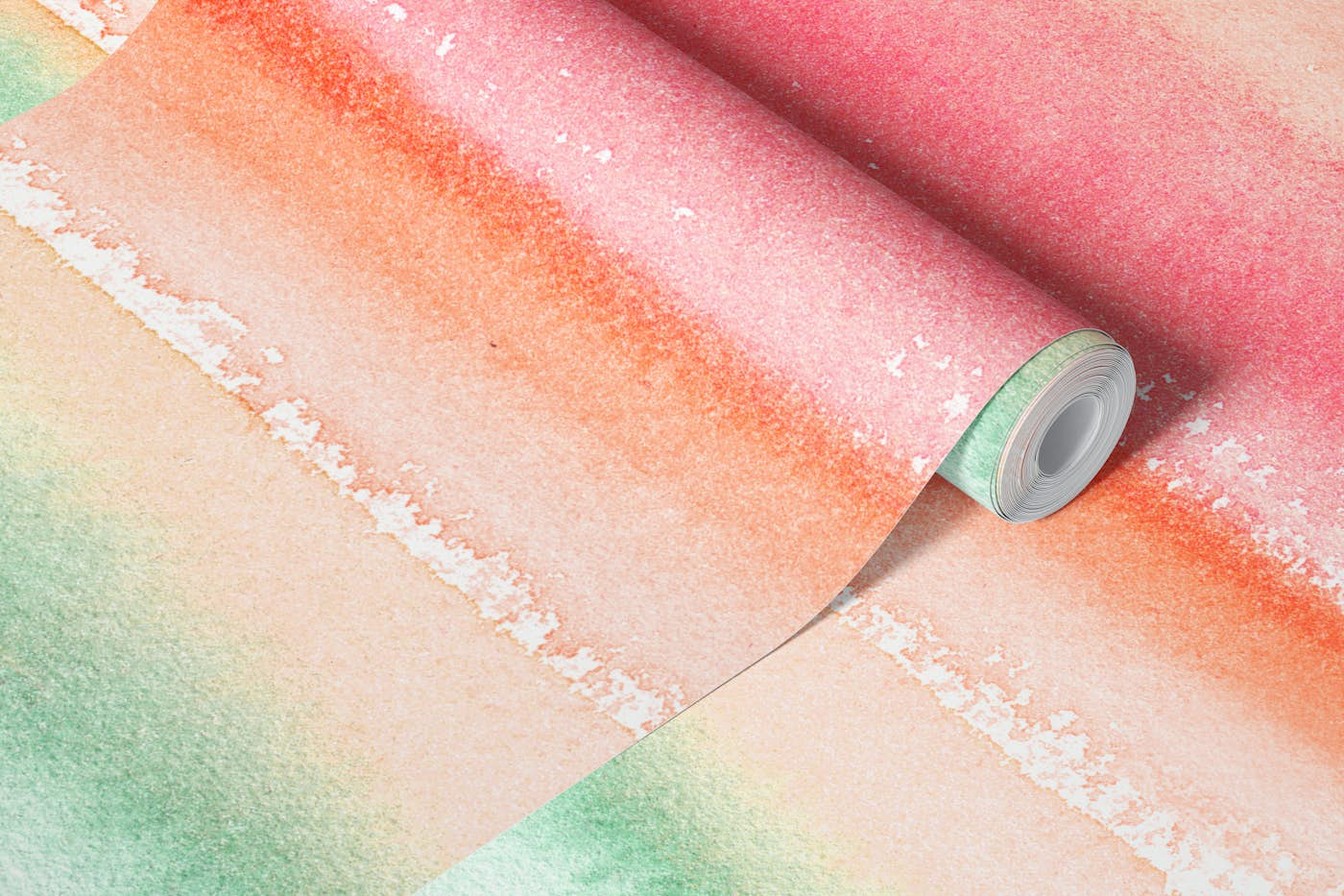 Ombre Watercolor Orange Green wallpaper roll