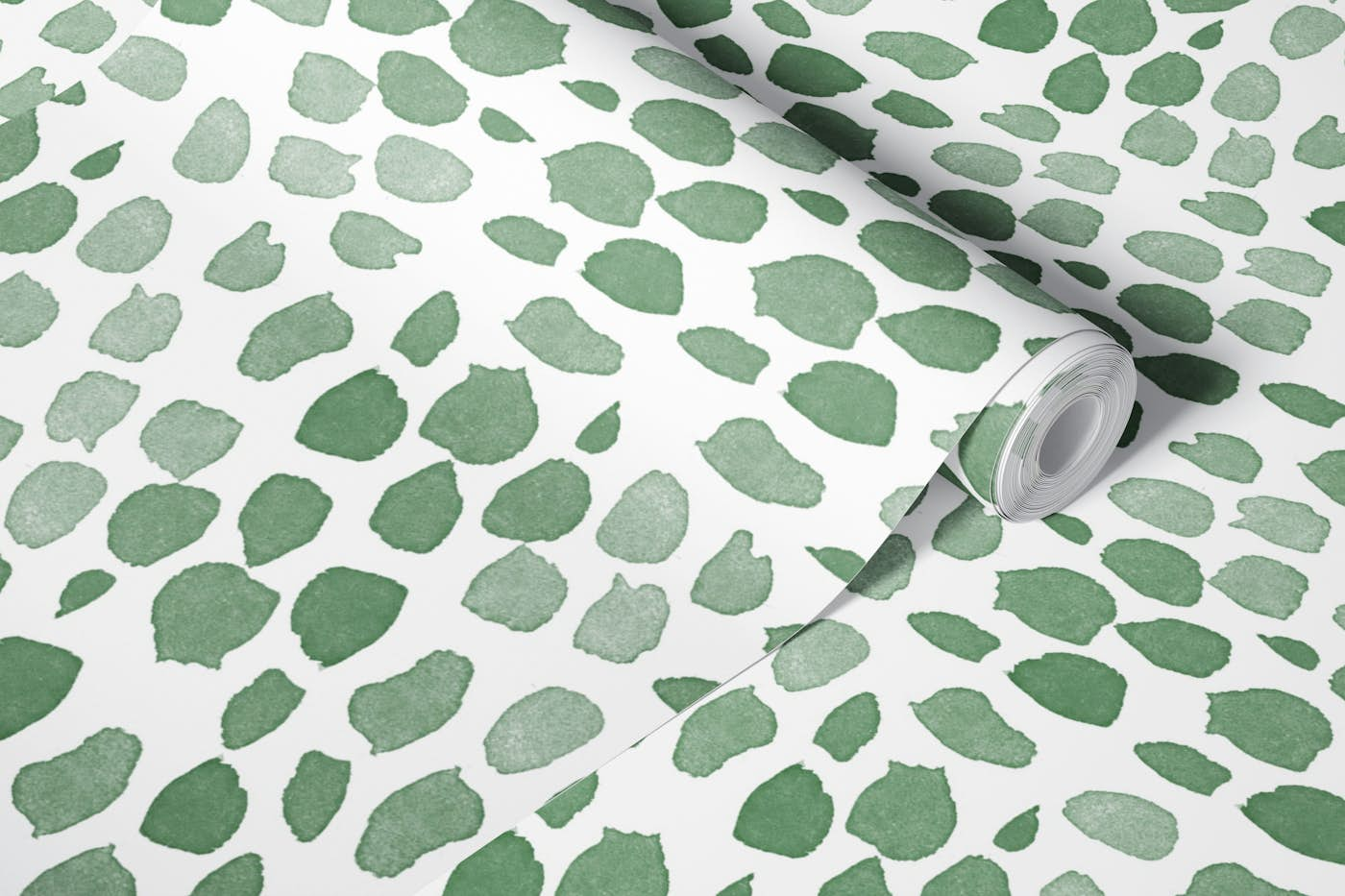 Watercolor Speckled Dots Green wallpaper roll