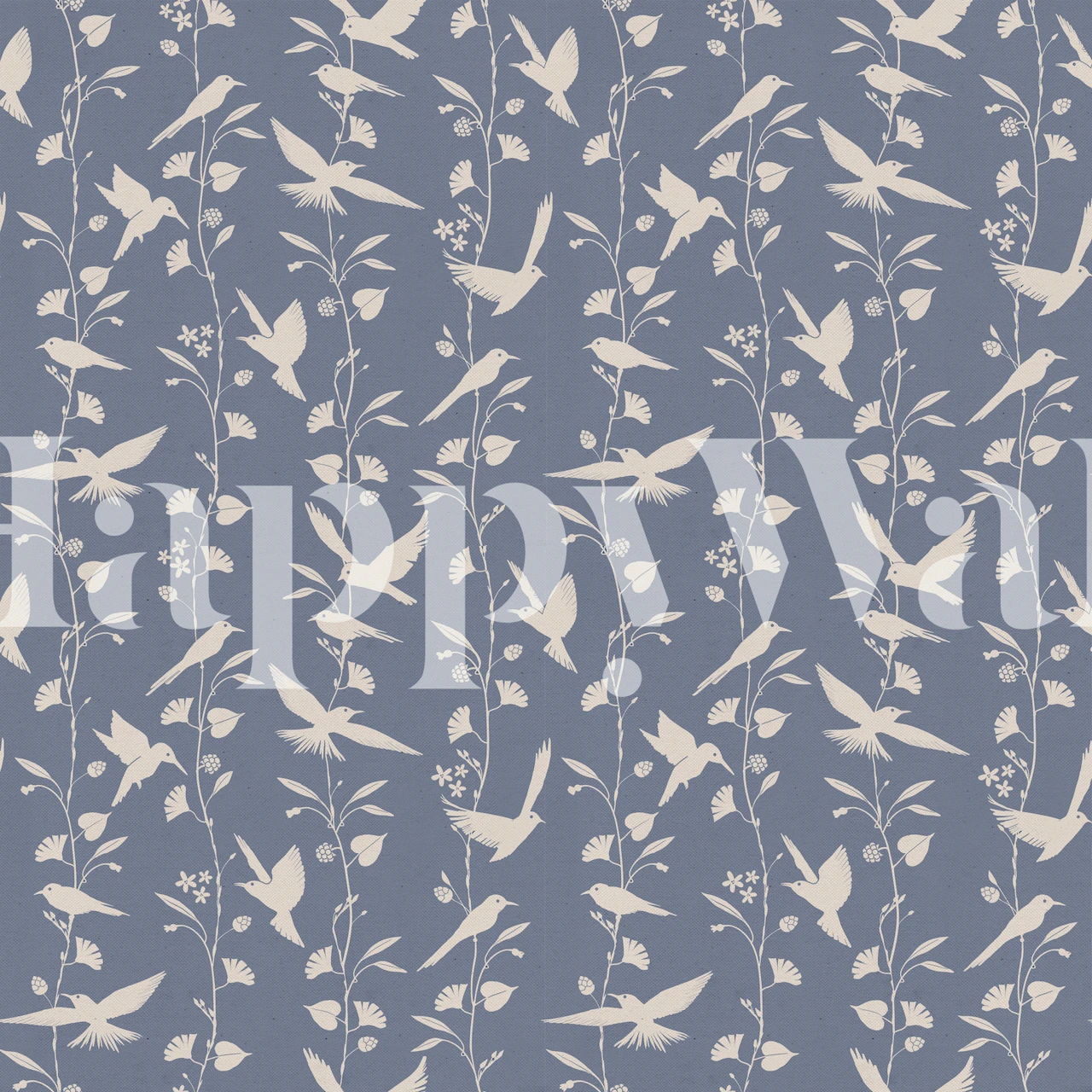 Design de papel de parede Birds Forest em um quarto