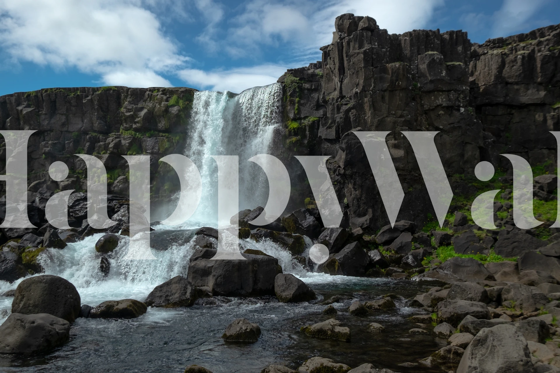 Öxararfoss waterfall wallpaper in a room