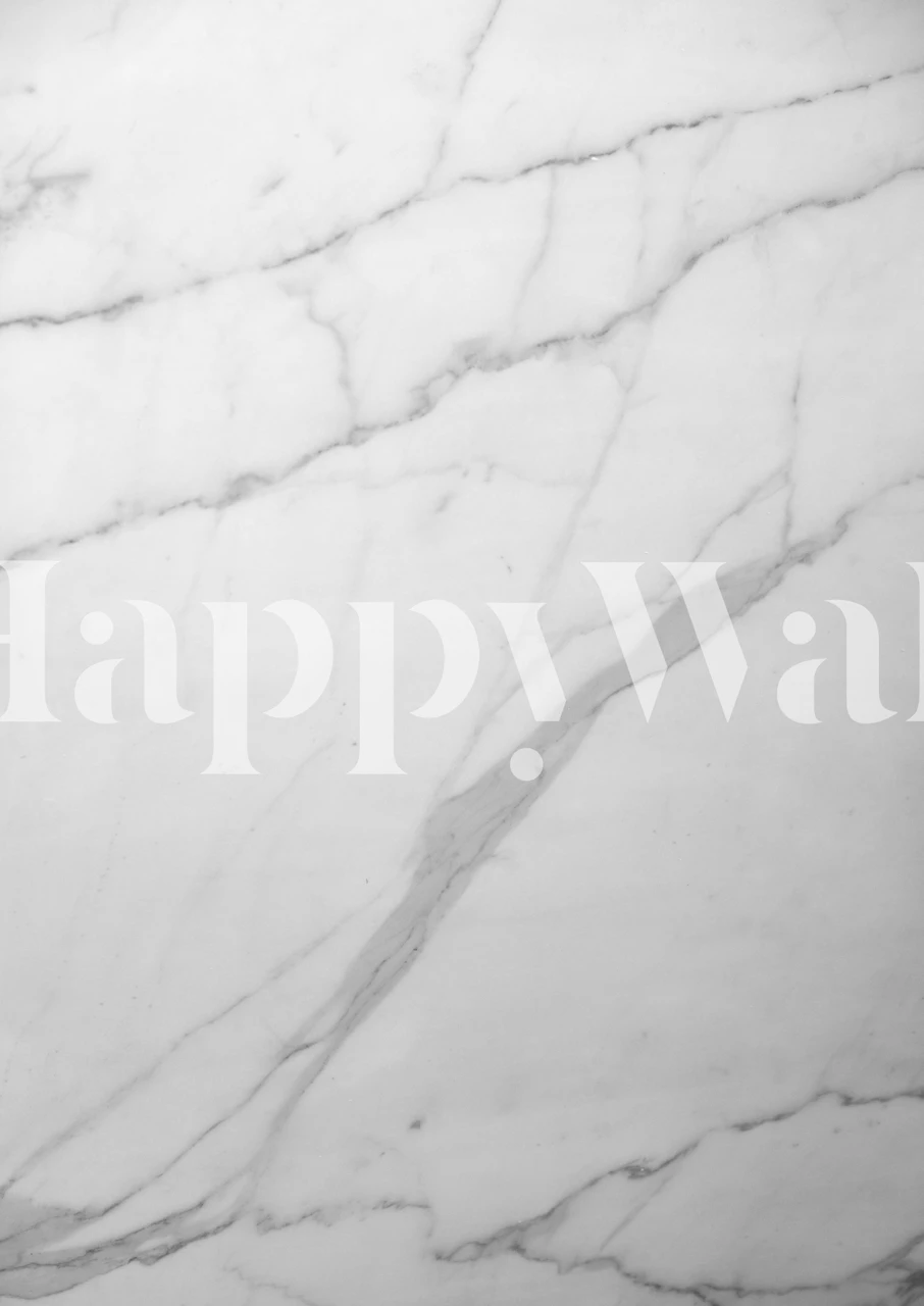 White marble textured wallpaper with gray veining