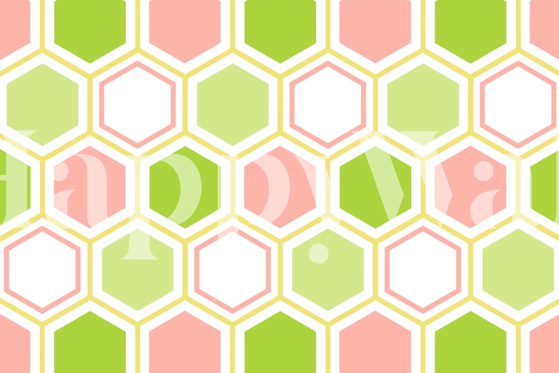 Hexagon abstract geometrical wallpaper in a room