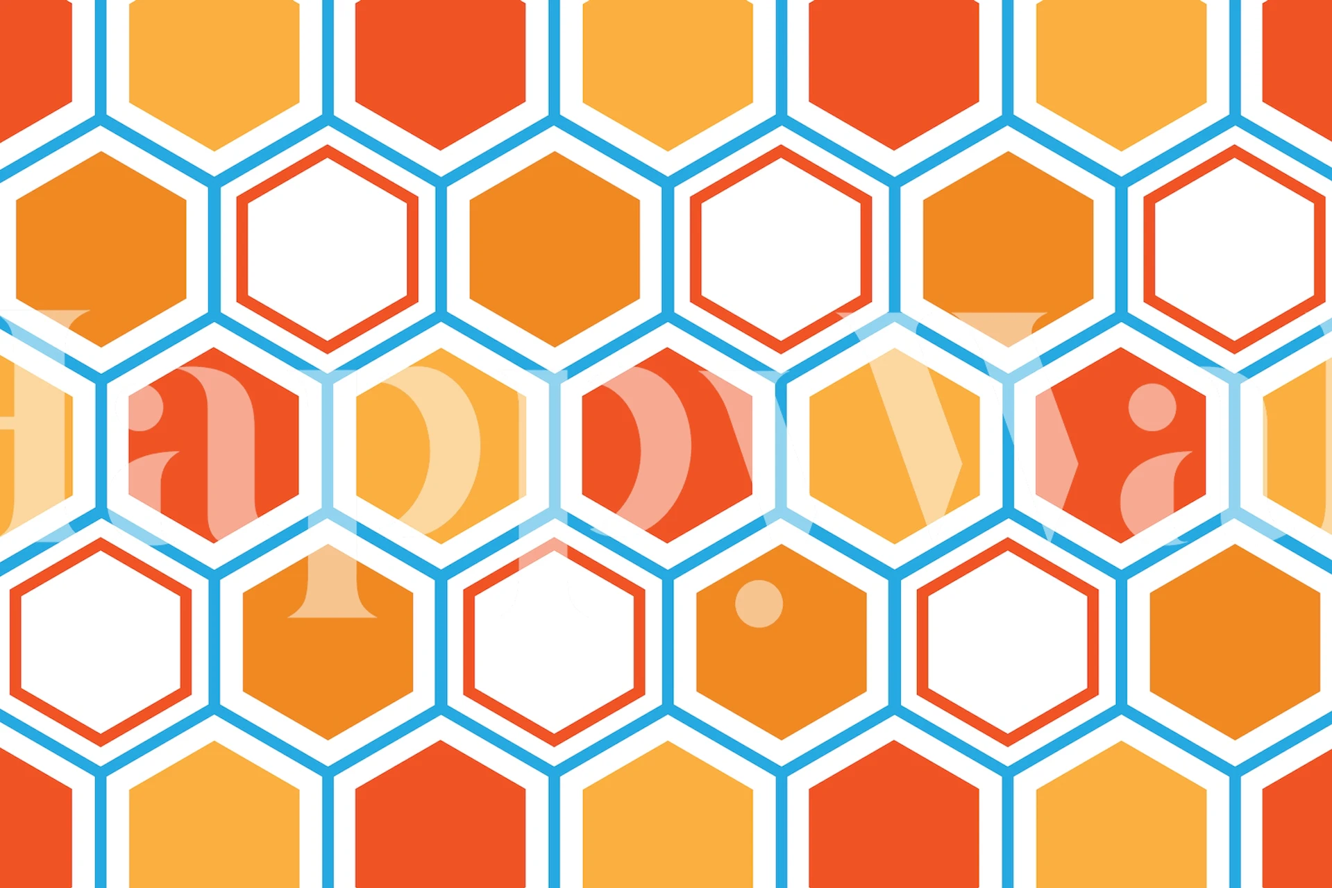 Hexagon abstract geometrical wallpaper in a room
