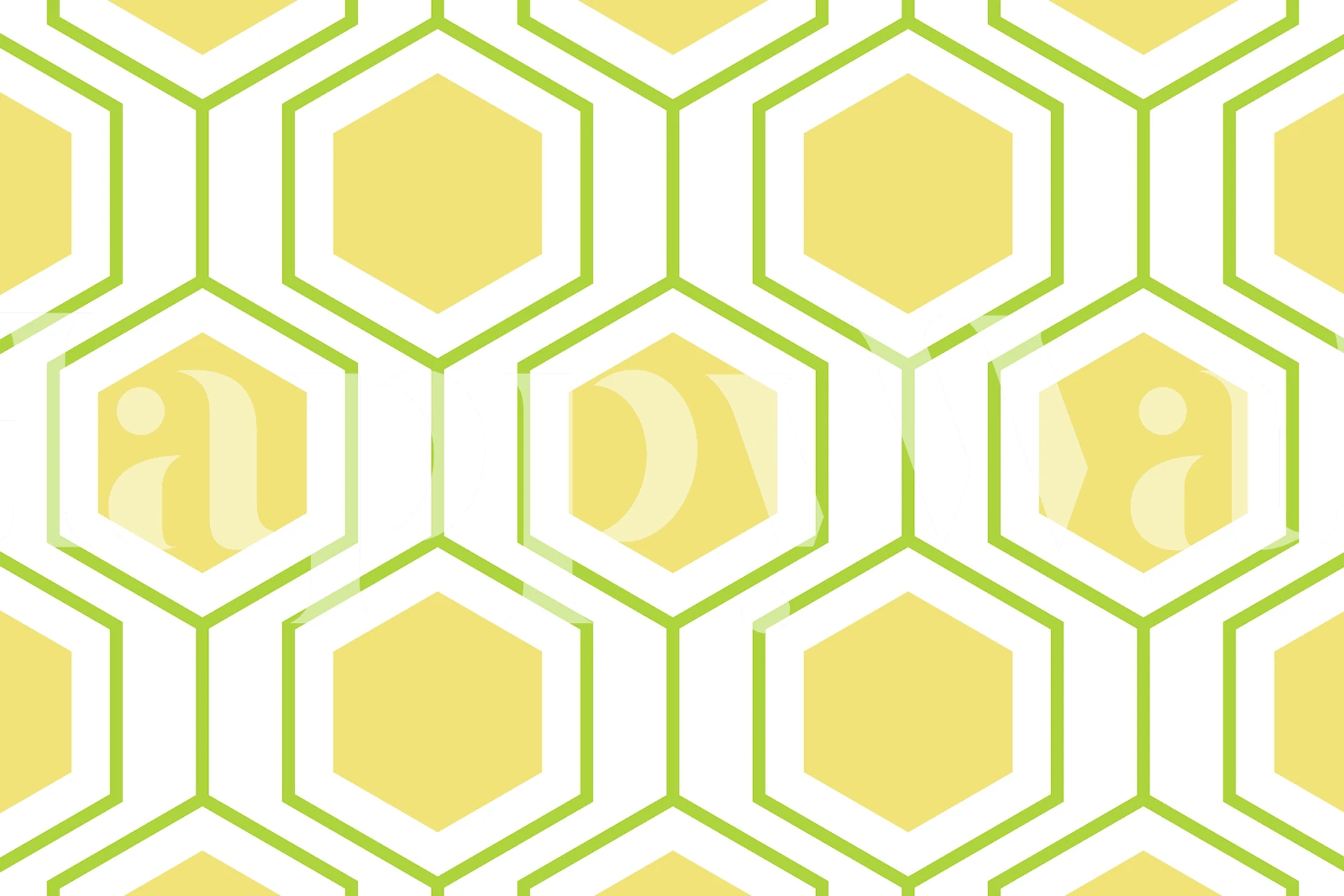 Yellow and white geometric hexagon patterned wall mural