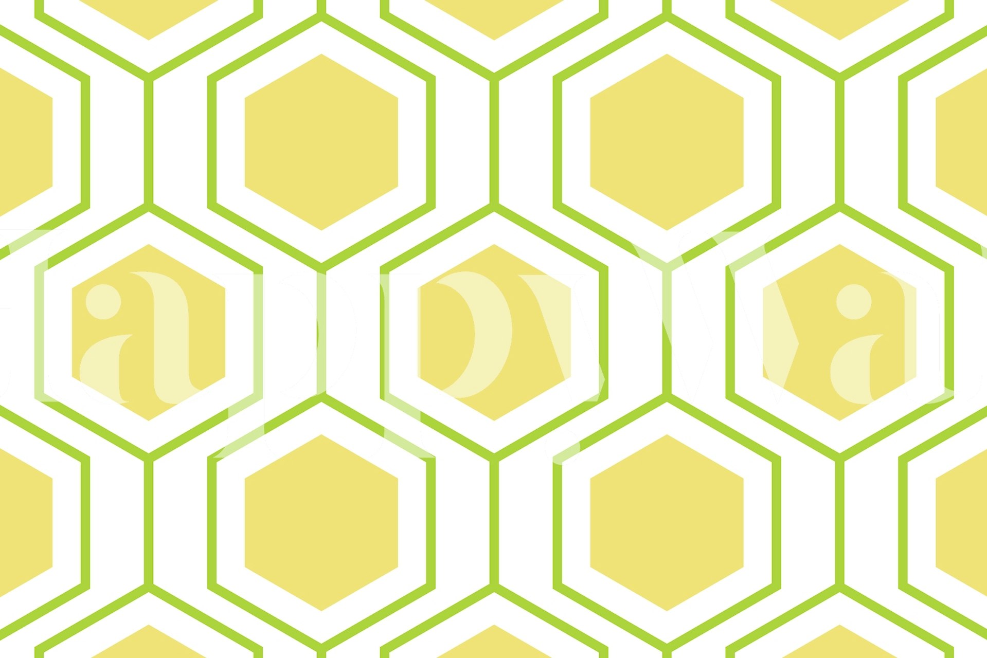 Yellow and white geometric hexagon patterned wall mural