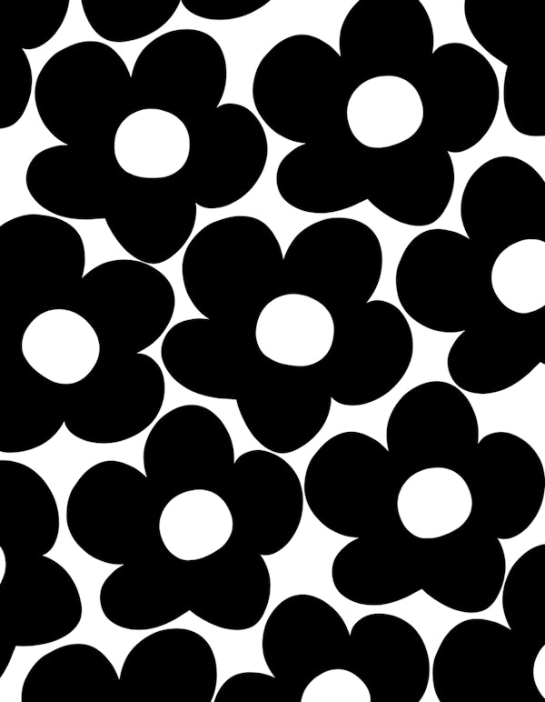 Black White Retro Daisies 1