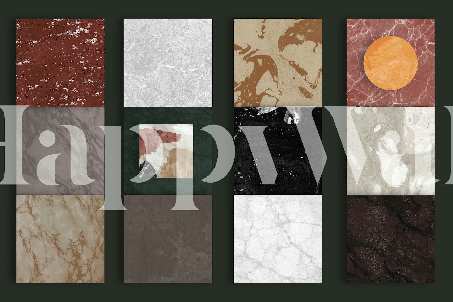 Modern marble pattern wallpaper with gray, white, and rust colors