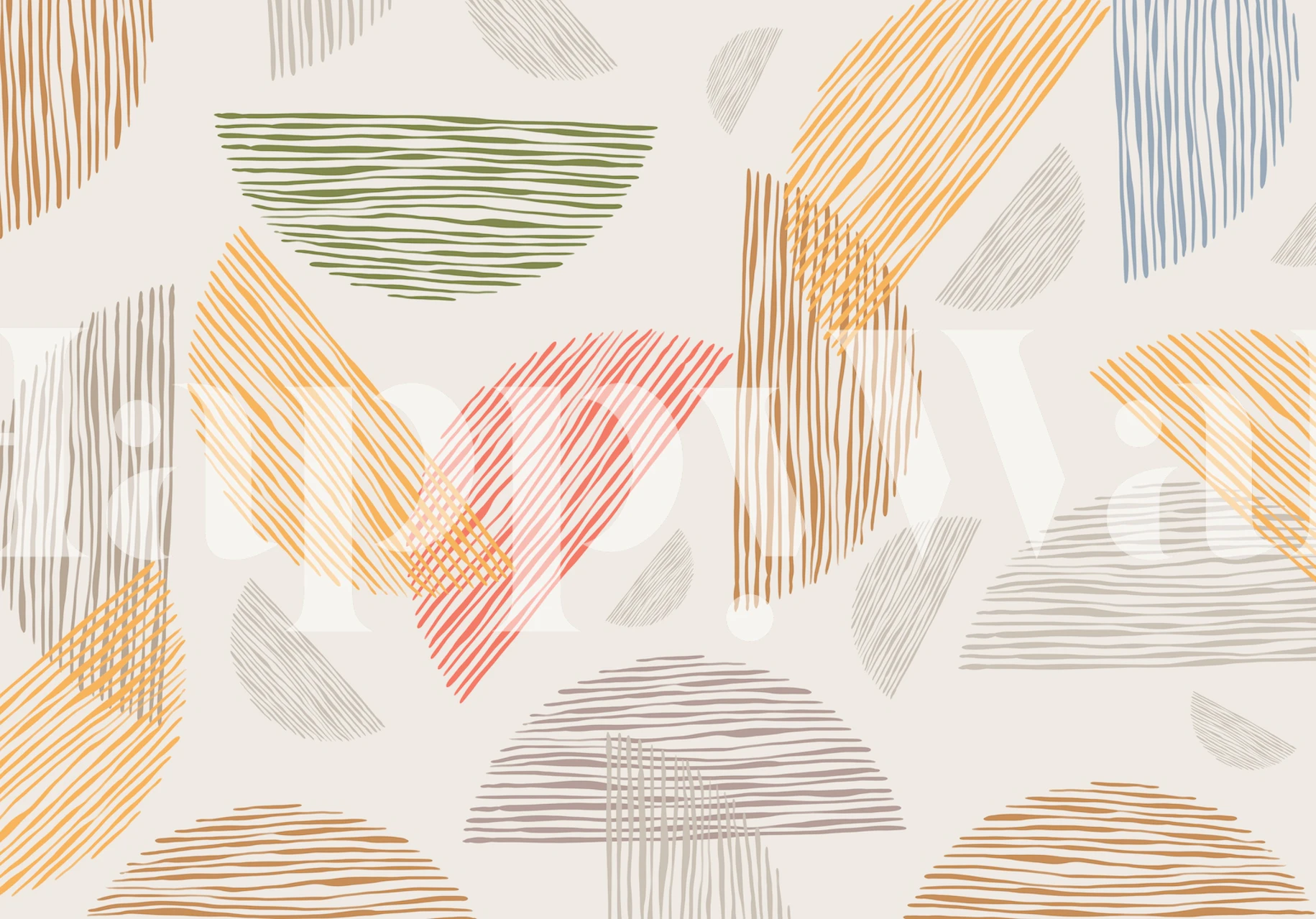 Vintageinspirerad geometrisk randig tapet i pastellfärger