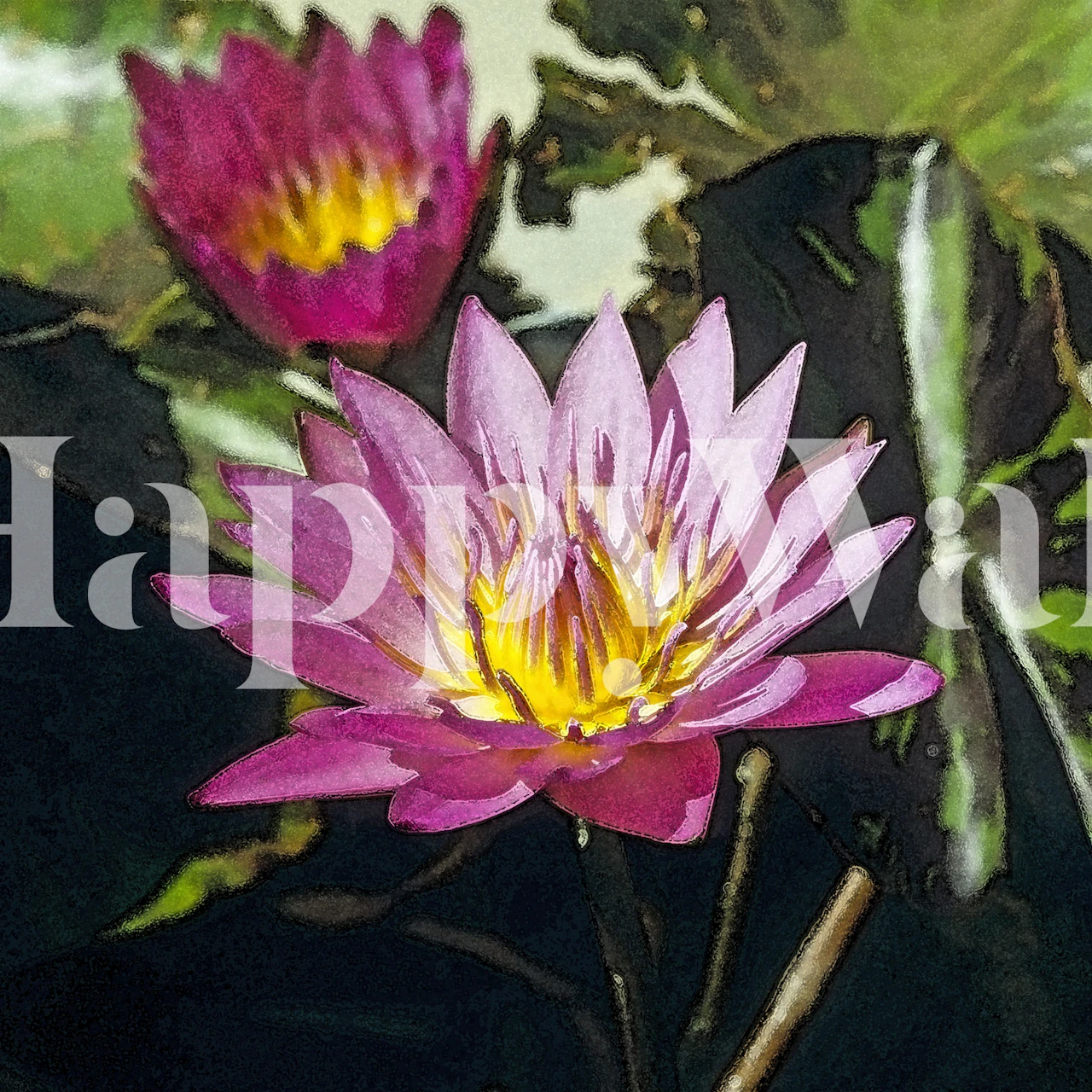 Papel de parede Lotusflower em um ambiente de quarto