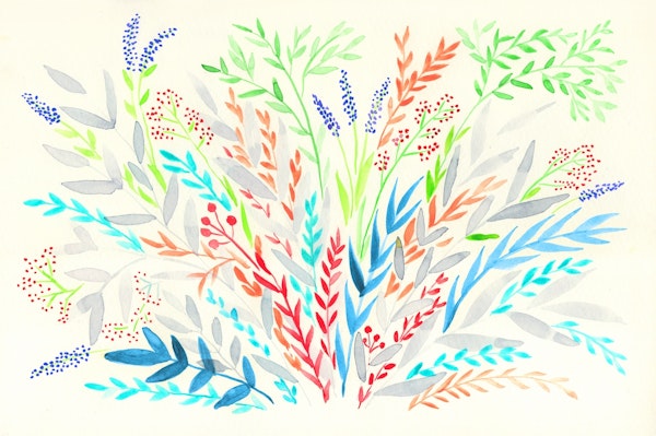 Watercolor colorful leafs