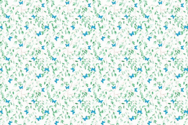 Watercolor Leafs Butterflies