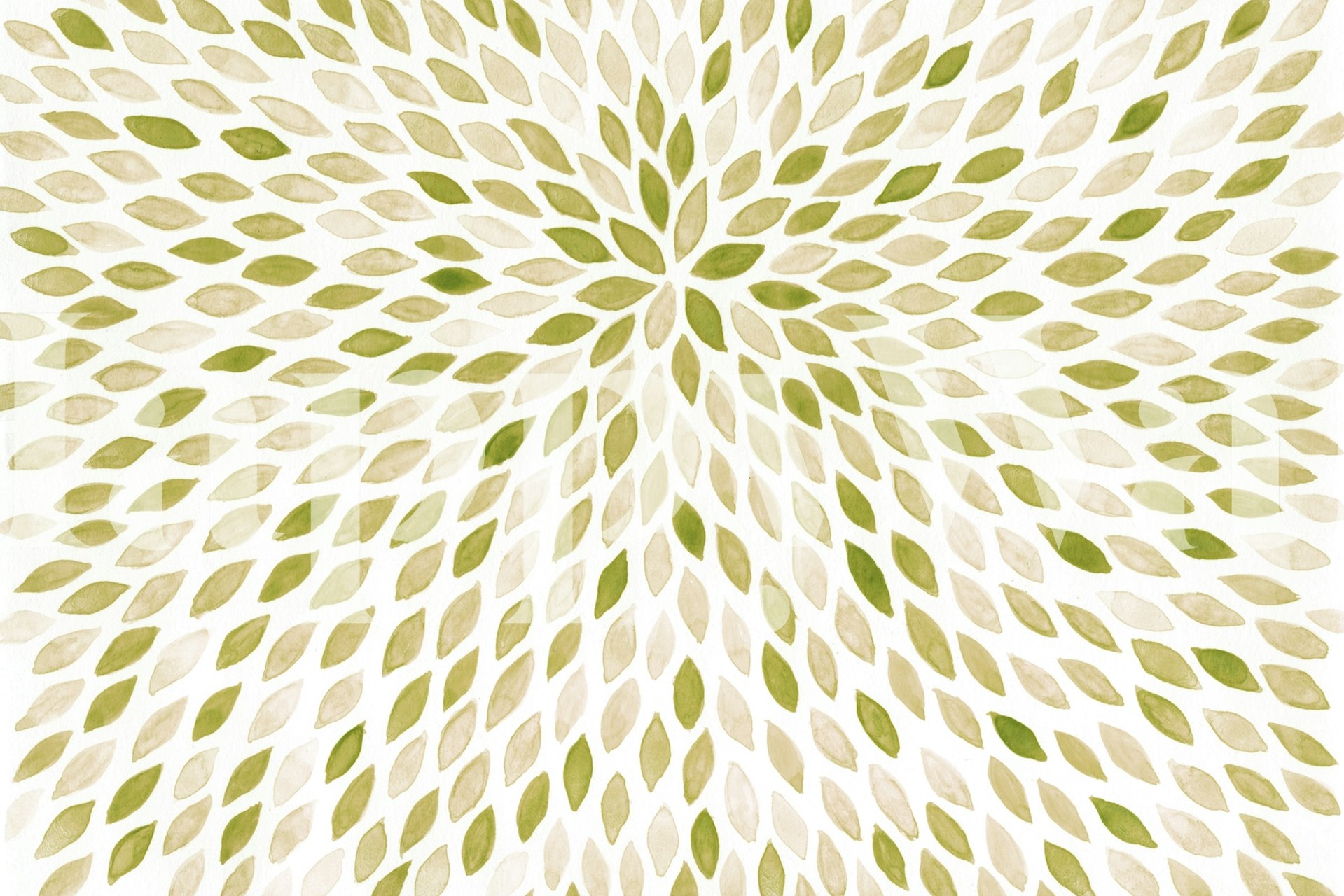 Green leaf pattern on white background wallpaper