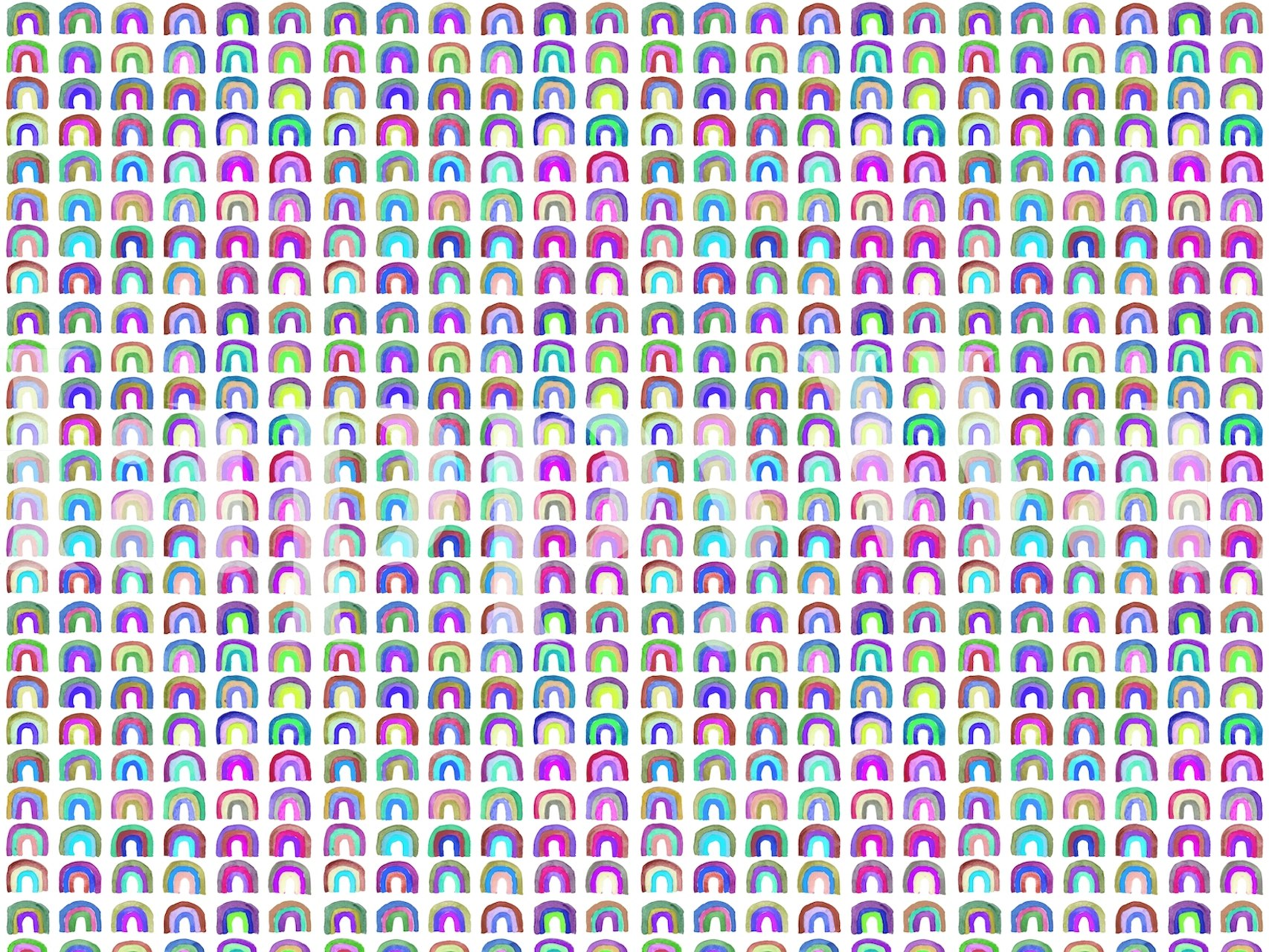 Colorful rainbow patterns in pink, green, and blue wallpaper