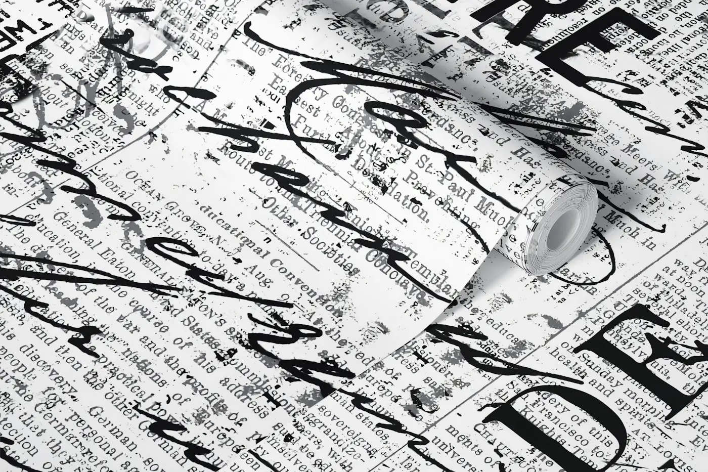 Grunge Distressed Text Fragments wallpaper roll